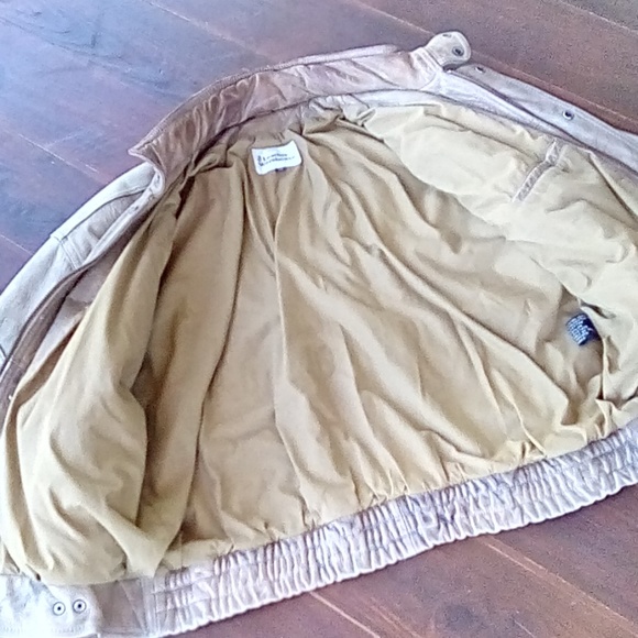 Vintage Distressed Men's Tan Bomber/Moto Jacket - Picture 4 of 7